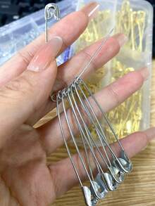 beadia 150枚/盒 银色和金色安全别针套装 - 5种尺寸，100枚/包，防锈，适用于缝纫、工艺、珠宝制作和艺术项目，耐用金属别针，存放在10格透明收纳盒中，别针收纳 | 收纳盒 | 透明收纳，可用于工艺品制作、固定礼品标签、胸针等。 - 別針 - 查看 3
