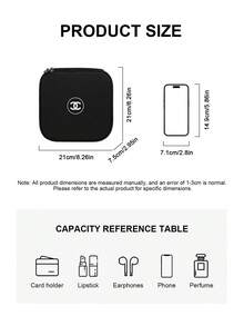 CHANEL 双面化妆包，黑色布艺化妆袋，带镜子盖和收纳隔层，拉链封口 - 黑色 - 查看 7