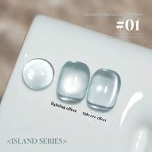 MIANEL 10ml 蓝色岛屿玻璃珠猫眼凝胶指甲油，2026 冬季新款美白蓝色指甲油，蓝色、白色、绿色美甲，情人节美甲礼物（女士） - 彩色 - 查看 7