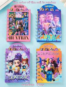 1/4 K-POP Fan Style Cartoon Coil Notebook - Cute Anime Character Pattern, Portable 80 Pages Pocket Book - Multicolor - View 11