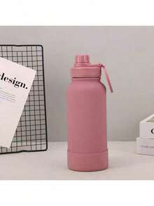 Thermal Bottle With Handle For Gym Use, With Silicone Base, 350ml/600ml/800ml/1000ml - Pink - View 3