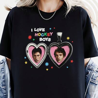 2026 Heated Rivalry Hockey Jersey T-Shirt - Shane Hollander & Ilya Rozanov Signature - Boys I Love Hockey, Casual Apparel For Fans, Year-Round Wear 100% Cotton 1PC 180g