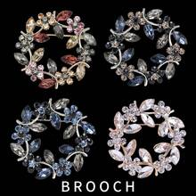 Ghim cài áo hình vòng hoa cành ô liu thời trang 1/4, ghim cài áo hình vòng hoa đính đá bằng hợp kim, phụ kiện thời trang, phụ kiện váy áo lễ hội, quà tặng cho bạn bè. - màu sắc - Xem 1
