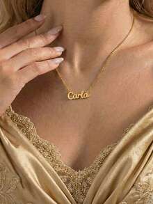 1pc Gold Letter Pendant Necklace, Minimalist Delicate Style Jewelry, Suitable For Dates, Gifts, Daily Wear (OPP Bag Packaging) - Gold - View 5