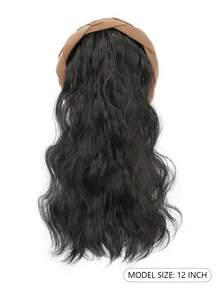 12 Inch Brown Curly Wig With Headband, Wavy Design Synthetic Fiber Half Wig, Suitable For Women's Daily Wear - Multicolor - View 2