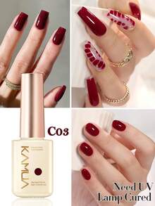 KAMUA 12ml Burgundy Manicure Kit - 2PCS Gel Nail Polish -Burgundy And Burgundy Glitter Color Nail Polish For Manicure Nail Salon Long Lasting UV Lamp Required Spring And Summer Nail Art Simple And Elegant Style Ladaies Gifts - Burgundy - View 8