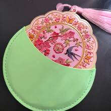 Palace Museum Cultural And Creative Products, Dunhuang-Style Caisson Ceiling, Exquisite Portable Makeup Mirror For Women, Ancient Style Portable Souvenir. - Pink - View 4