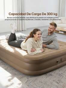 Colchón Hinchable Queen Size Con Bomba Hinchable De 4000 Mah Marrón Claro - Óxido marrón - Ver 9