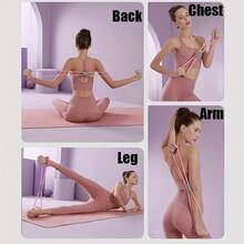 2 Pieces Multifunctional Resistance Training Strap, 6-Tube Elastic Yoga Pedal Puller Resistance Band, Sit Up Exercise Equipment, For Abdomen/Waist/Arm/Leg Stretching Slimming Training - Violet Purple - View 6