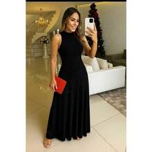 Zarra Long Suplex Dress - Black - View 5
