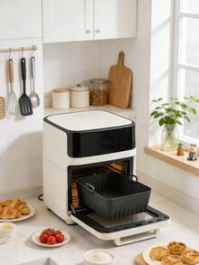 2pcs/1pc Silicone Air Fryer Liner, Reusable Air Fryer Accessories, Kitchen Replacement For Disposable Baking Sheet Liners, Black - Multicolor - View 10
