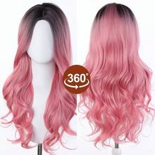 28 Inch (Approx. 70cm) Ombre Pink Wavy Synthetic Wig, Machine Made Fiber Wig For Women - Pink - View 8