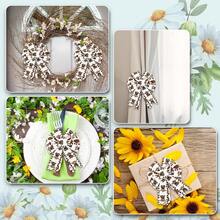 2 Rolls Plaid Ribbon With Selvage, White & Brown Cow Print Decorative Satin Ribbon, Suitable For Making Wreaths, Bows, DIY Crafts, Packaging, Party Decorations - 2pcs - View 7