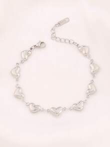 1pc Stainless Steel Hollow Heart Bracelet For Women Fashion 18K Gold Plated Simple Waterproof Chain Bracelets Jewelry Gift - Bracelet - View 5