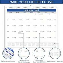 2026 Calendar - 2026 Wall Calendar From Jan. 2026 - Dec.2026, Wall Calendars 14.8'' X 11.5'', Calendars 2026 With Julian Date, Thick Paper - / - 查看 4