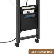 Mesa Auxiliar giratoria de 360°, Mesa Auxiliar giratoria con Bolsa de Almacenamiento y estación de Carga, 6 Ruedas giratorias con Frenos - Color de la madera - Ver 5