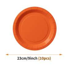 橙红色一次性餐盘、餐巾纸、杯子 - 10人份派对用品套装，适用于生日、婚礼、主题派对、家庭野餐 - 彩色 - 查看 10