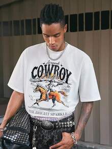 Men's Graphic Print Short Sleeve Crew Neck T-Shirt - Black - View 4