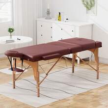 Mesa de masaje portátil de 28 pulgadas de ancho, cama para pestañas con altura ajustable - Burdeos - Ver 2