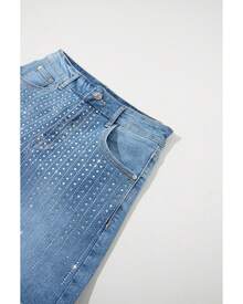 Ashleigh Blue Rhinestone Embellished Denim Shorts Women - 藍色 - 查看 12