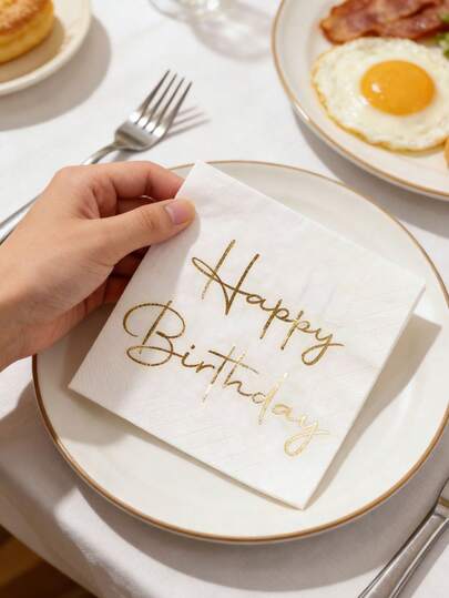 25/20/1pc 16.5*16.5cm Disposable Birthday Party Napkins - 3-Ply Thickened Napkins - "Happy Birthday" Napkins Suitable For Home, Valentine's Day, Birthday Party Decor, Restaurant And Kitchen Essentials, Holiday Decor, Back To School