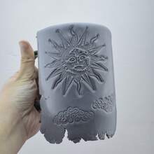 卡通日月星空浮雕纹理印章，陶瓷杯罐盘DIY制作工具，软陶雕塑创意礼品模具，可重复使用浮雕图案印模 - clear - 查看 5