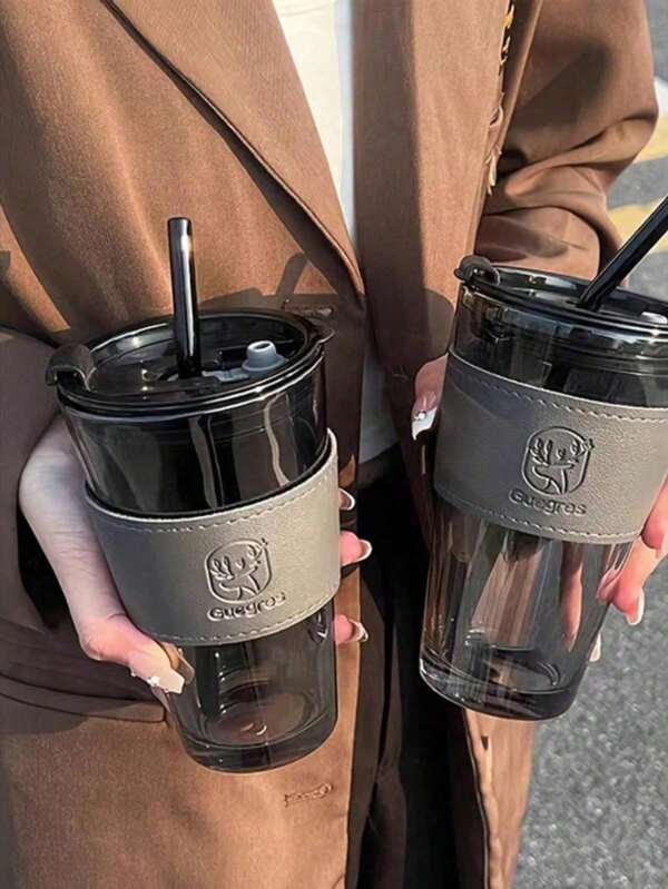 1 Set Tazza in Vetro da 13oz Per Bevande Calde e Fredde. Design Manica Isolante con Cervo, Grande Capacità Per Acqua, Limonata, Caffè, Tè Misto, Succo, Caffè e Altre Bevande. Adatto Per Uso Quotidiano Domestico/Ufficio/Raduni All'Aperto/Campus. Regalo Ideale Per Compleanni, Festività, Anniversari Per Amici e Famiglia - Tazza, Bottiglia d'Acqua, Bottiglia di Stoccaggio, Stoviglie, Tazza con Cannuccia - Opzionale 1 Spazzola Per la Pulizia della Tazza