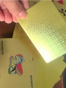 奢华金色防水扑克牌 - 适用于魔术表演和派对娱乐，采用PVC材质，更适合派对、创意玩具、扑克牌系列、德州扑克 - 彩色 - 查看 14