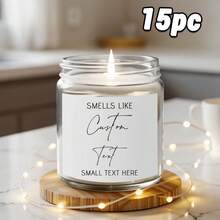 4/6/15pcs Customized Personalised 'Smells Like A New Home' Candle Label: Custom Candle Sticker - Multicolor - View 9