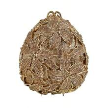 Sparkling 3D Egg Evening Bag Luxury Floral Rhinestone Clutch Bag Formal Crystal Bridal Party Cocktail Handbag - 金色 - 查看 4