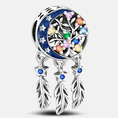 1pc Fashion Life Tree Dream Catcher Beaded Pendant, Suitable For Women Bracelet, Bangle DIY Jewelry Making And Daily Accessories Decoration, Suitable For Girls Wear