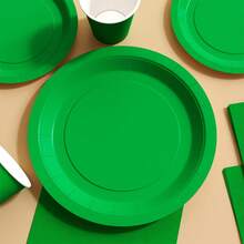 Green Disposable Plates, Napkins, Cups - 10 Guest Party Supplies Set, Suitable For Birthday, Wedding, Theme Party, Family Picnic - Multicolor - View 5