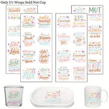 32pcs German Positive Quote Stickers Theme Rub On Transfer Stickers Decals Set - Butterfly Motivational Sayings Transfer Paper For Furniture, Glass, Easy Apply DIY Home & Life Inspired Self-Adhesive Plastic Decals - Multicolor - View 1