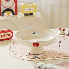 1 PC Cream Style High-Value Petal-Shaped Fruit Plate Button-Type Living Room Coffee Table Candy Snack Plate High-Legged Fruit Plate With Ribbon, Coffee Table Snack Dried Fruit Plate, Candy Plate, Multi-Functional Fruit Basket With Drainage Function - Multicolor - View 13