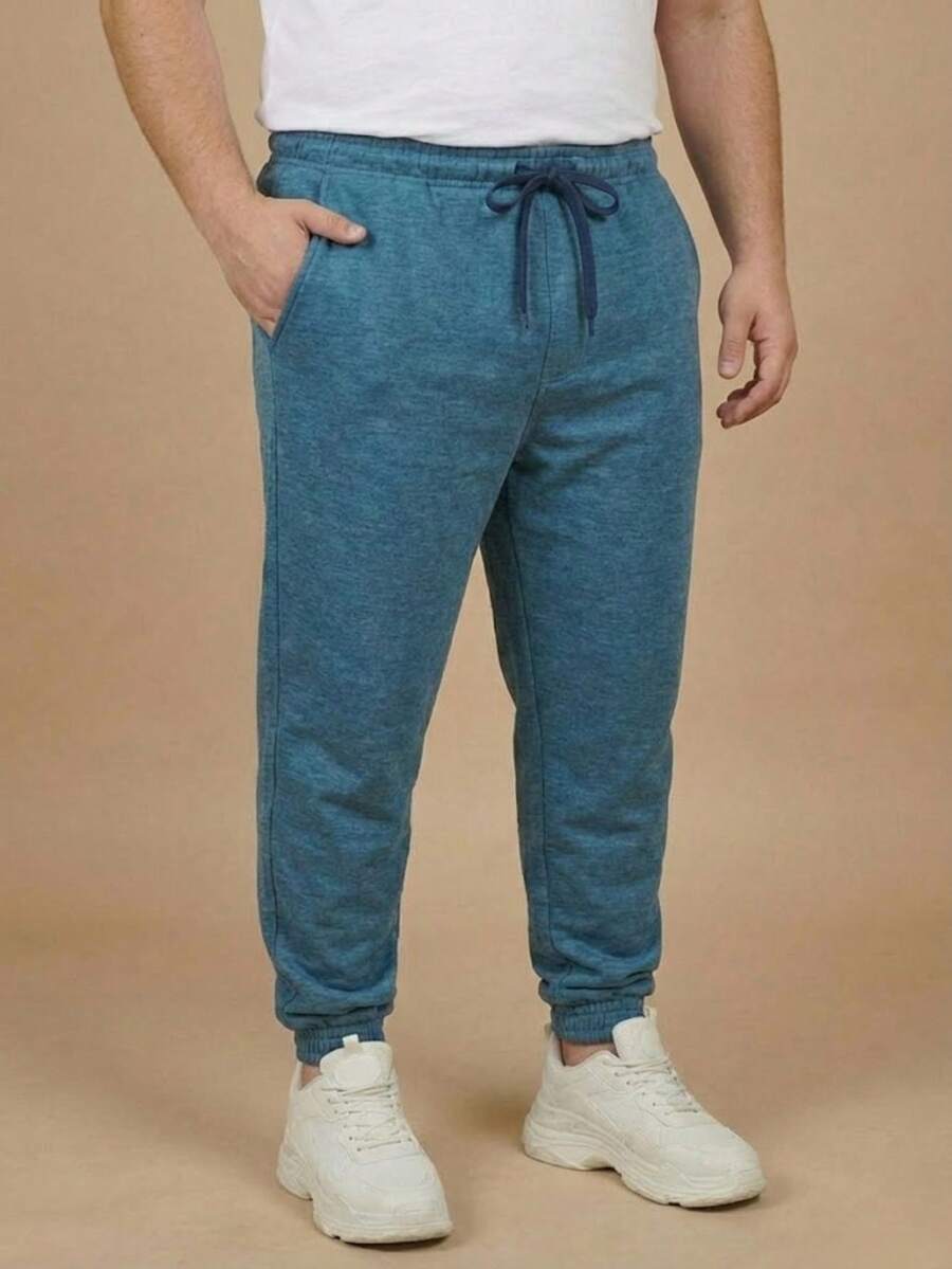 Men's Plus Size Jogger Sweatpants In Flannel Fabric With Pocket | Warm, Plus Size Men's Pants - KELUAR - View 1