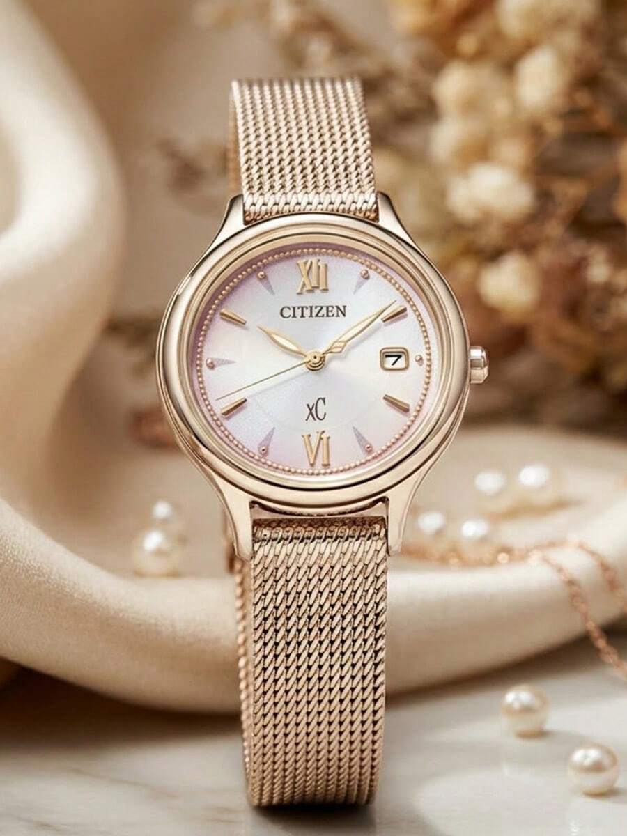 CITIZEN Relojes para mujer de lujo, minimalistas, con pulsera de acero inoxidable, esfera con números romanos pequeños y correa ajustable, como regalo - Rosa - Ver 1