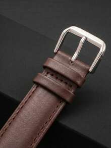 1条男女通用时尚棕色软皮表带，尺寸可选18mm/20mm/22mm，适用于三星Galaxy Watch 7/6/5/4（40mm/44mm），时尚智能手表表带，也适用于三星Galaxy Watch 3（41mm/45mm），2/2S简约运动手表表带 - 鏽棕色 - 查看 4