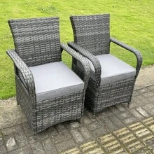 Fimous Rattan Garden Furniture Gas Fire Pit Round Dining Table Gas Heater And Dining Chairs 6 Seater - 6 張椅子 + 附火盆的大圓桌(直徑 120 公分 * 72 公分) - 查看 3