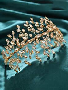 1pc Fashionable Handmade Rhinestone Headband, Suitable For Weddings, Parties, Celebrations, And Daily Wear - Champagne - View 3