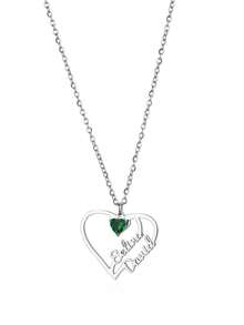 Customized Birthstone & Two Names Women's 18K Gold Plated Stainless Steel Necklace With Heart-Shaped Pendant, Personalized Jewelry Gift For Valentine's Day, Everyday & Party Wear - Multicolor - View 9