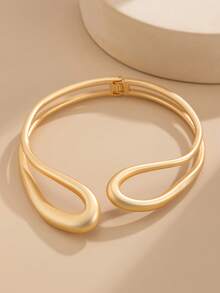 1pc Bohemian Style Exaggerated Double-Layer Hollow Water Drop Pendant Necklace, Luxurious Minimalist Casual Daily, Party, Vacation, Couple Date, Women's Festival Birthday Versatile Jewelry Gift - Collar - View 5