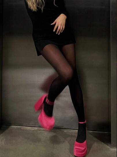 1pc Black Minimalist Sexy Pantyhose, Suitable For Daily Use, Casual Leggings, Comfortable Socks, Minimalist Design, Medium Elasticity, Smooth Texture, Transparent Pantyhose, Seamless Pantyhose, Women's Fashion, Office Attire