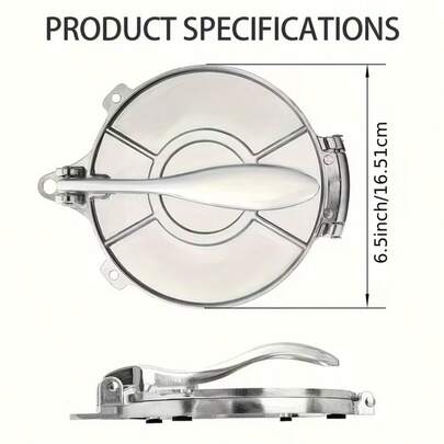 1pc 6.5 Inch Heavy Duty Aluminum Silver DIY Dough Press Mold, Tortilla Dough Press Mold, Roti Dough Press Mold, Mexican Tortilla Press, Burrito Maker