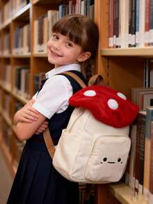 Cute Kawaii Mushroom Shaped Backpack Crossbody Bags Purse For Women  Cartoon Travel Versatile Shoulder Handbag Stars Cute Aesthetic Backpack College Laptop Backpack Casual Travel Daypack For Teens Renaissance Mushroom Backpack Lightweight Drawstring Canvas Bag Ren Faire Larp Accessories(Red Circle) - 彩色 - 查看 2