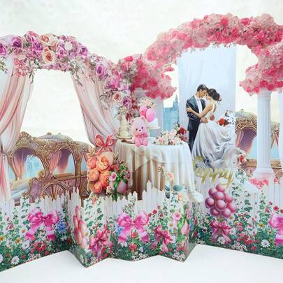 1 pezzo Biglietto d'auguri floreale 3D pop-up, regalo elegante per il tuo amore, mamma, nonna per il compleanno, San Valentino, matrimonio, fidanzamento, anniversario