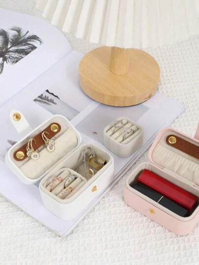 All-In-One Portable Minimalist Jewelry Box, Rings, Necklaces, Earrings, Lipstick, Jewelry Display Case, Storage Box, Women's Gift, Travel Essential, Dorm Storage
