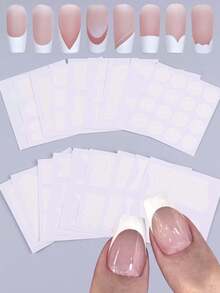 18pcs French Moon Pattern Self-Adhesive Nail Stickers, DIY Nail Art Template, Nail Decoration Tools (Random Patterns) - White - View 1