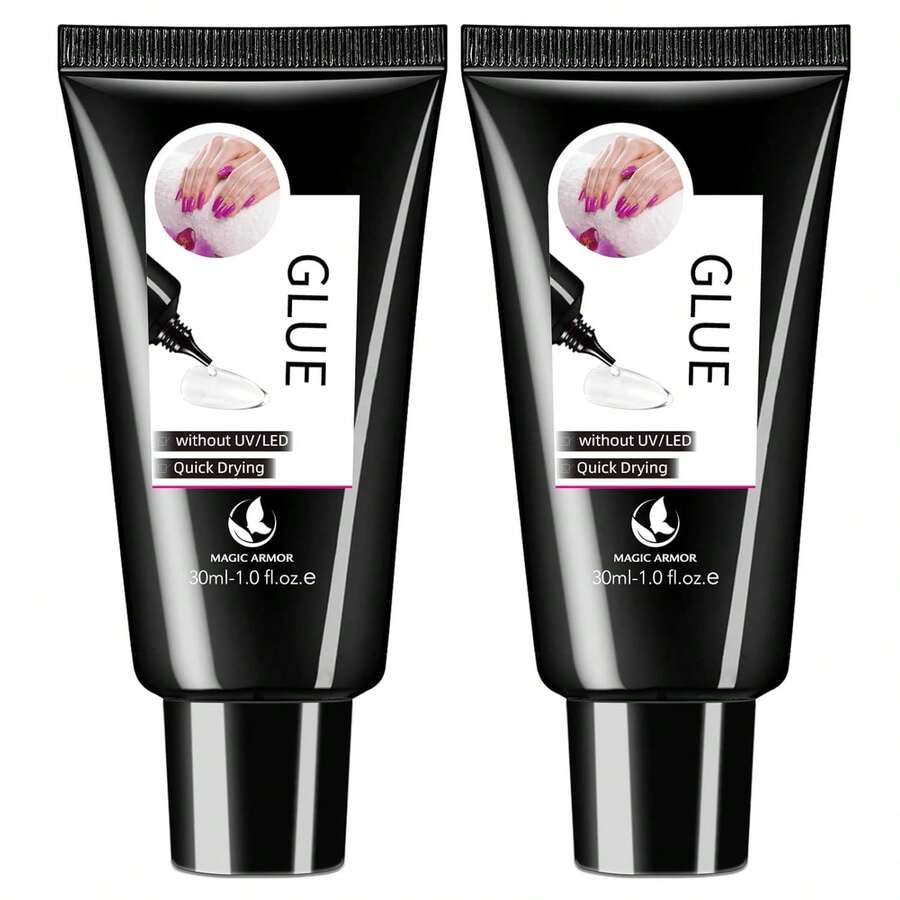 2Pcs 30g Semi Solid Nail Glue For Press On Nails Tips Super Strong Gel Nail Glue No UV Lamp Need Quick Drying Gel Long Lasting For Fake Acrylic Nails - 2pcs - 查看 1