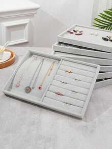 1pc Random Style Jewelry Display Tray For Necklaces, Rings, Earrings, Bracelets - Grey - View 4