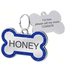 1pc Personalized Dog Tags | Glitter Bone Dog Tag | Engraved Pet ID Name Pendant | For Dogs, Cats, Puppies Daily Wear | Dog Collar ID Tag Accessory | Cute Colorful Stylish Design | Personalized Gifts For Family, Friends, Pet Lovers | Back-To-School Gift | Mother's Day Gift | Teacher's Day Gift - 藍色 - 查看 9